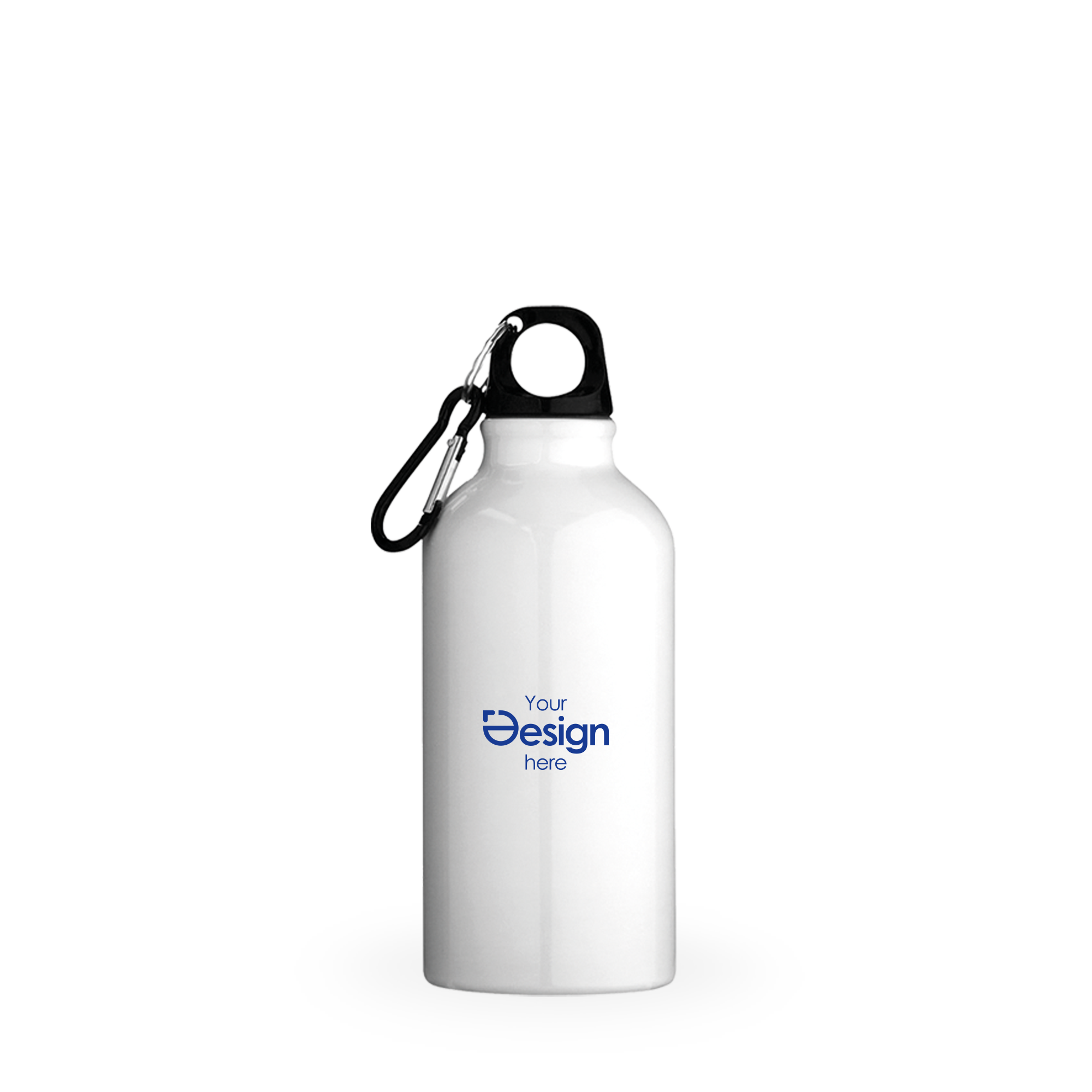 Drinkfles Daan - 400 ml | Voorzijde bedrukt | Karabijnhaak | Aluminium